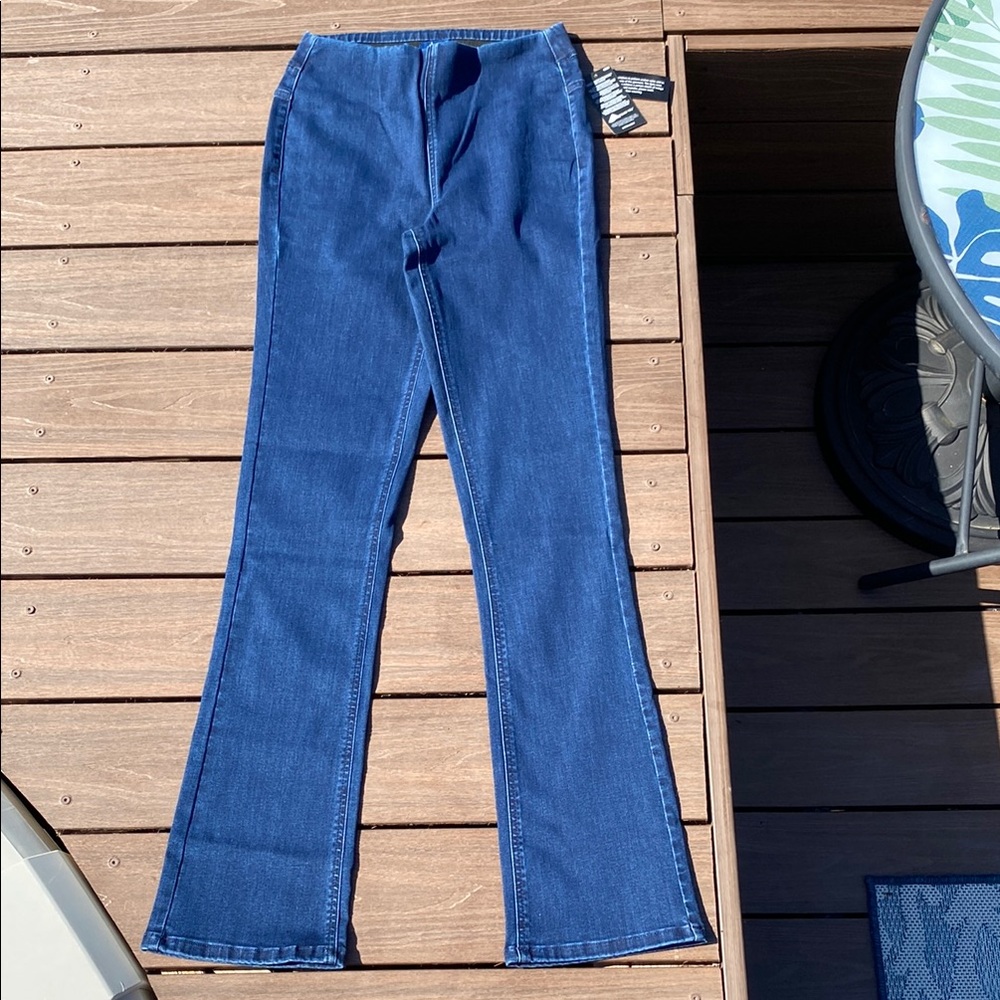 Denim&Co Blue Flare Wide Leg Jeans Classic Style